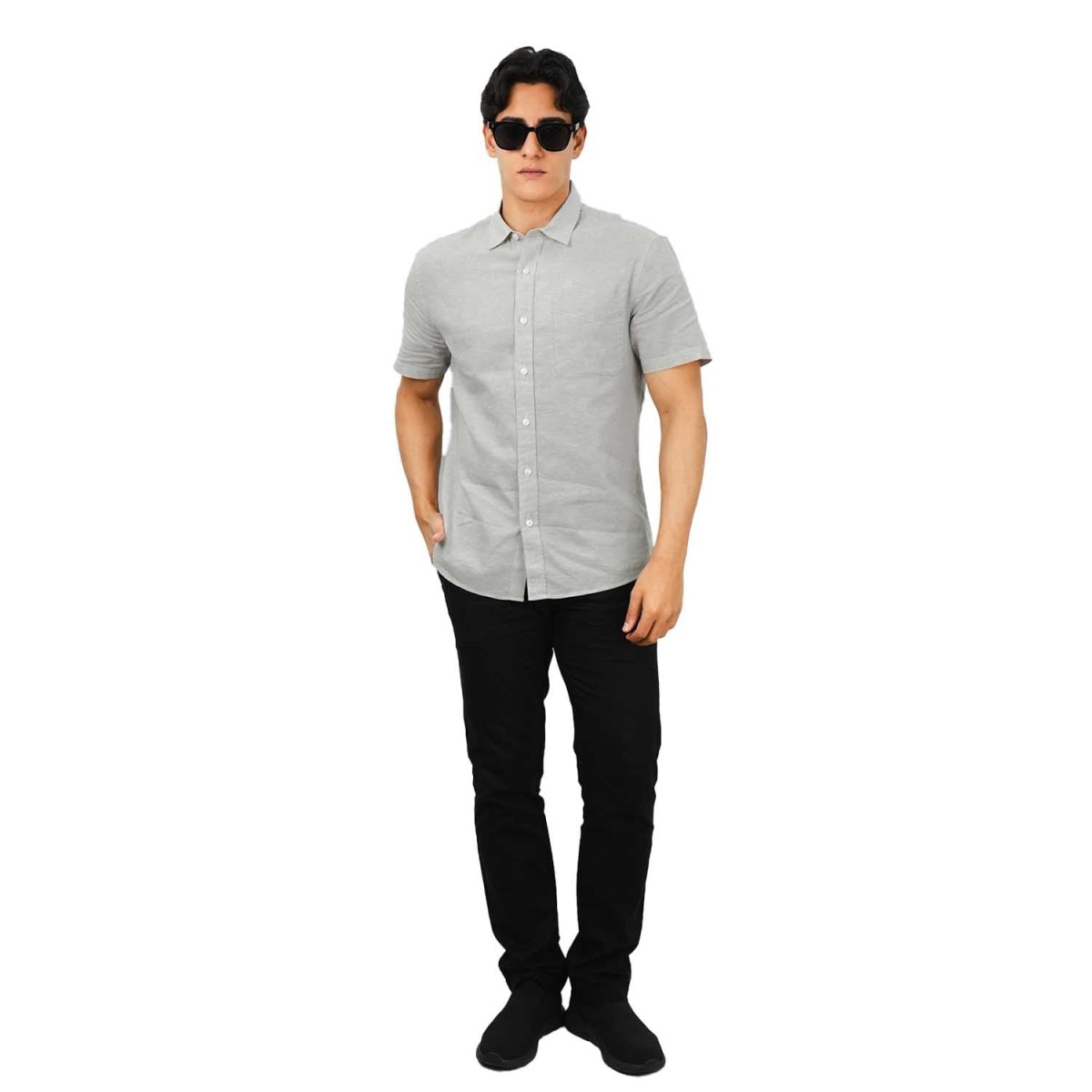 Giordano Men's Linen Cotton Poplin Short Sleeve Shirt - Premium Shirts