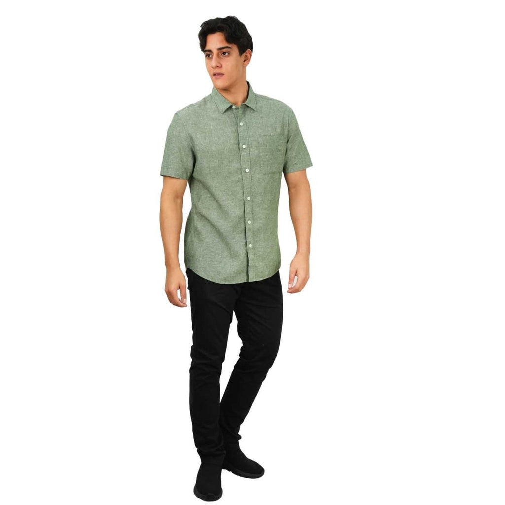 Giordano Men's Linen Cotton Poplin Short Sleeve Shirt - Premium Shirts