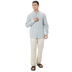 Giordano Men's Linen Poplin Blend Stand Collar Shirt - Premium Shirts