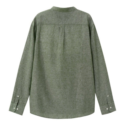 Men's Linen Poplin Blend Stand Collar Shirt - Giordano