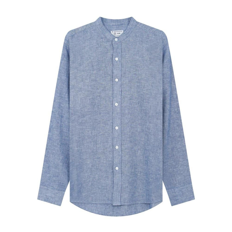 Giordano Men's Linen Poplin Blend Stand Collar Shirt - Premium Shirts