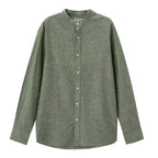 Men's Linen Poplin Blend Stand Collar Shirt S - Shop Giordano