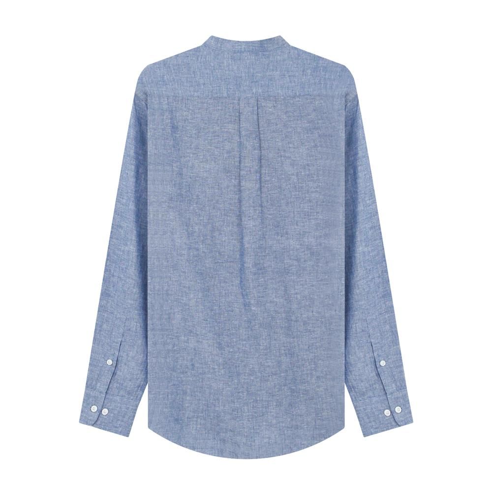 Men's Linen Poplin Blend Stand Collar Shirt - Giordano