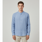Giordano Men's Linen Poplin Blend Stand Collar Shirt - Premium Shirts