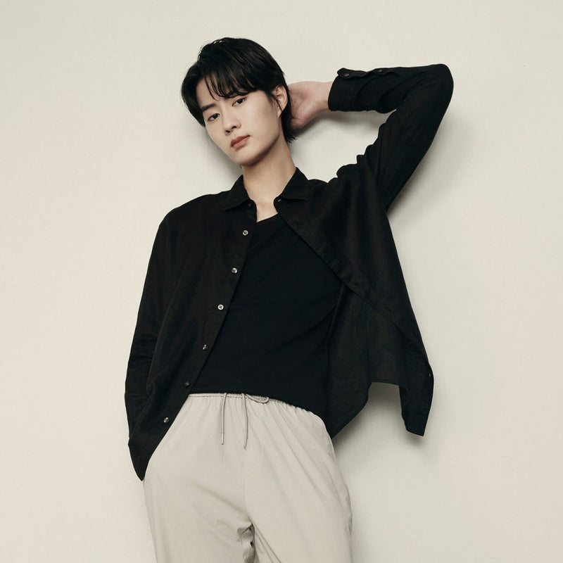 Men’S Linen Poplin Long Sleeve Shirt | Korea Collection S - Shop Giordano