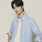 Men’S Linen Poplin Long Sleeve Shirt | Korea Collection S - Shop Giordano