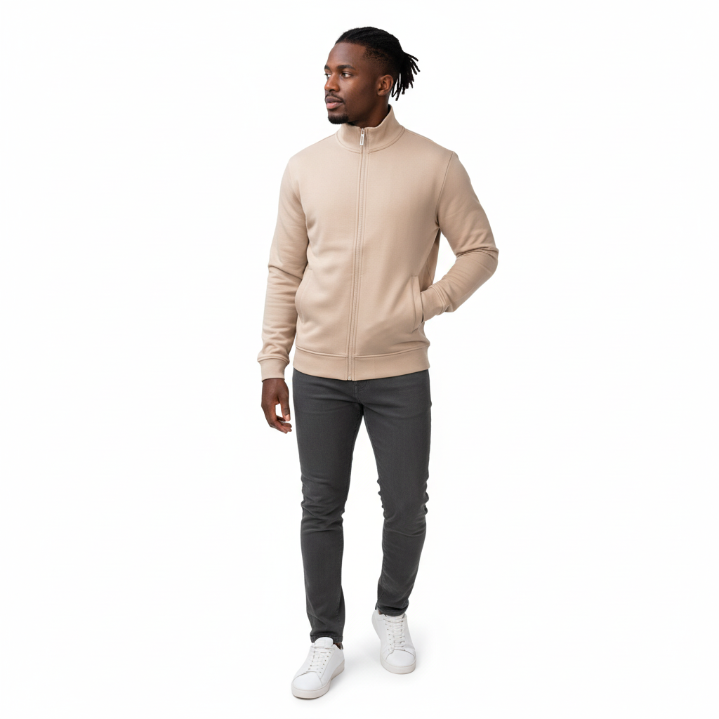 Men’S Liquid Touch Knit Jacket With Zipper Closure