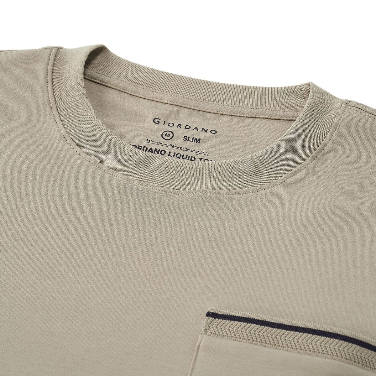 Men’S Liquid Touch Slim Fit Cotton Crew Neck Tee With Chest Pocket - Giordano