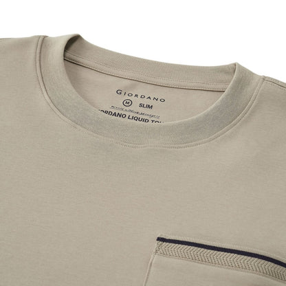 Men’S Liquid Touch Slim Fit Cotton Crew Neck Tee With Chest Pocket - Giordano