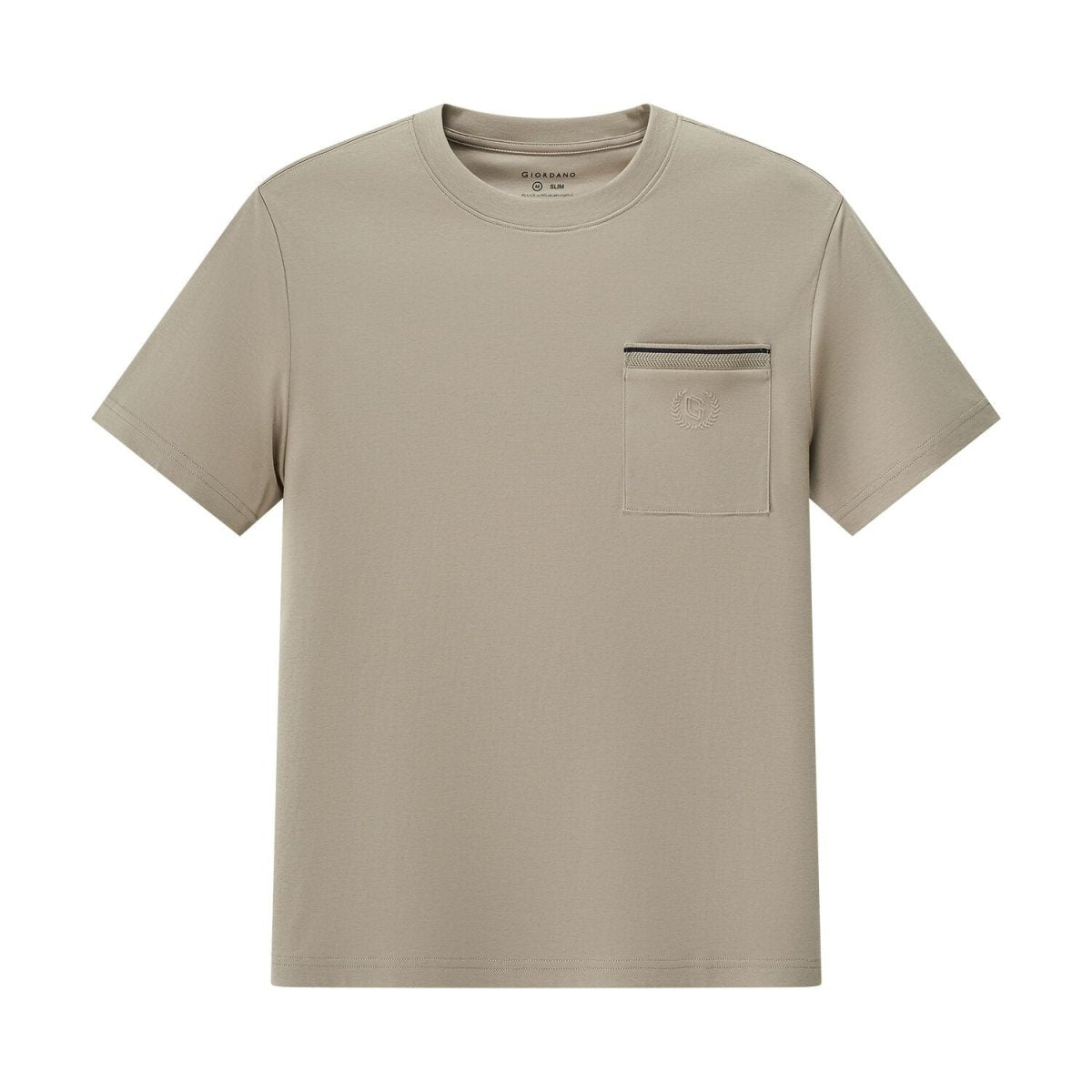 Men’S Liquid Touch Slim Fit Cotton Crew Neck Tee With Chest Pocket - Giordano