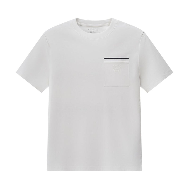 Giordano Men's Liquid Touch Slim Fit Cotton Crew Neck Tee With Chest Pocket - Premium Tee