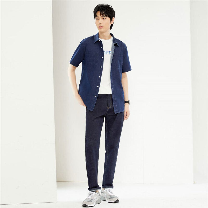 Men's Loose Fit Short Sleeve Button - Front Denim Shirt | Online Exclusive S - Shop Giordano