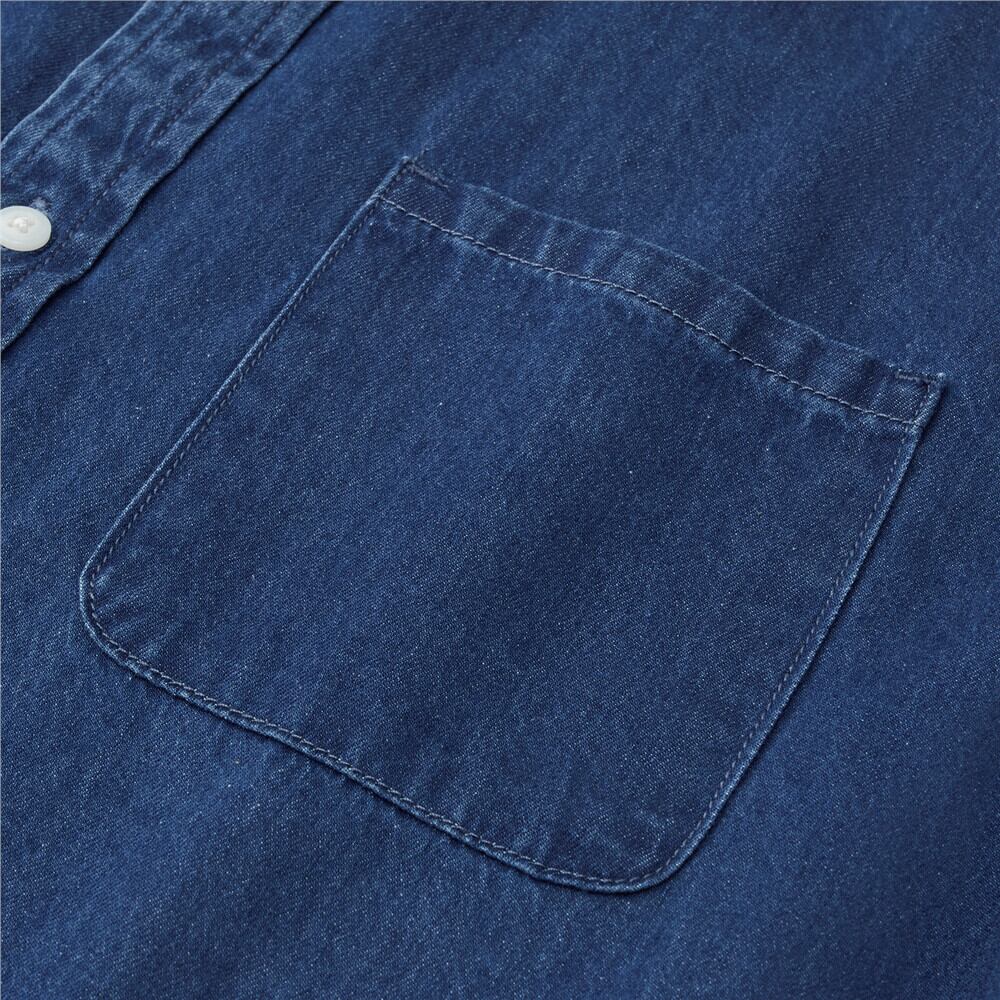 Men's Loose Fit Short Sleeve Button - Front Denim Shirt | Online Exclusive S - Shop Giordano