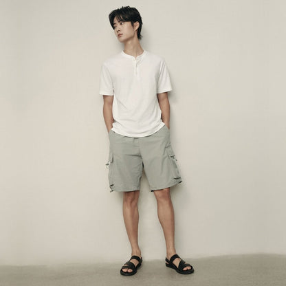 Men’S Nylon - Cotton Twill Elastic Waist Shorts | Korea Collection - Giordano
