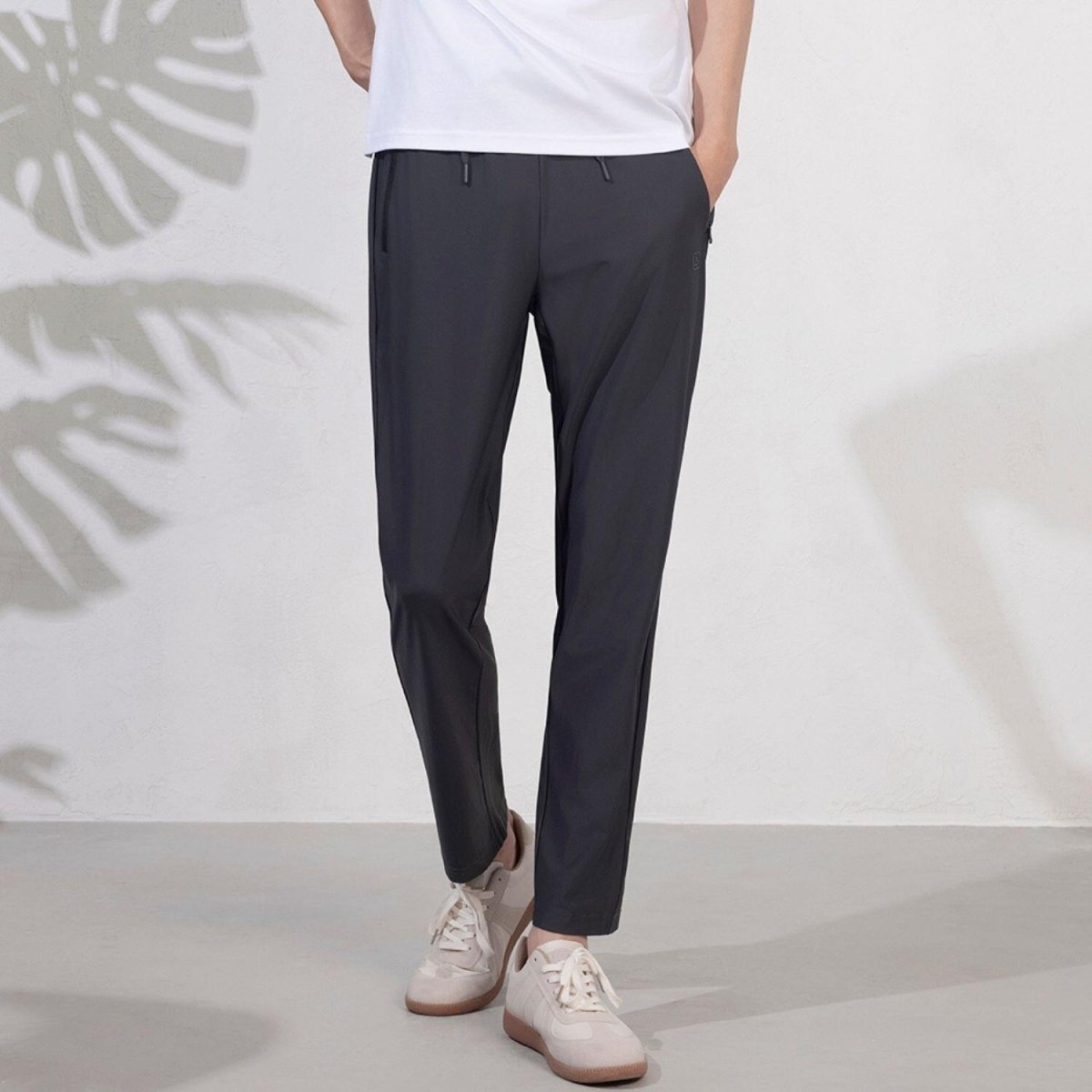 Men's Nylon Spandex Slim Fit Joggers Grey Giordano UAE