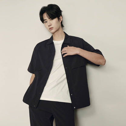 Men’S Nylon Stretch Short Sleeve Shirt – Lightweight & Water - Resistant | Korea Collection - Giordano