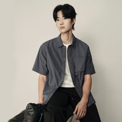 Men’S Nylon Stretch Short Sleeve Shirt – Lightweight & Water - Resistant | Korea Collection - Giordano