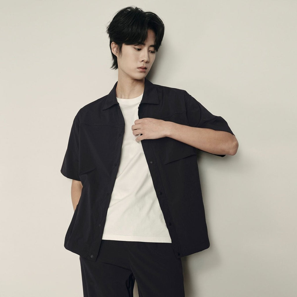 Men’S Nylon Stretch Short Sleeve Shirt – Lightweight & Water - Resistant | Korea Collection S - Shop Giordano