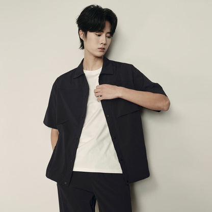 Men’S Nylon Stretch Short Sleeve Shirt – Lightweight & Water - Resistant | Korea Collection - Giordano