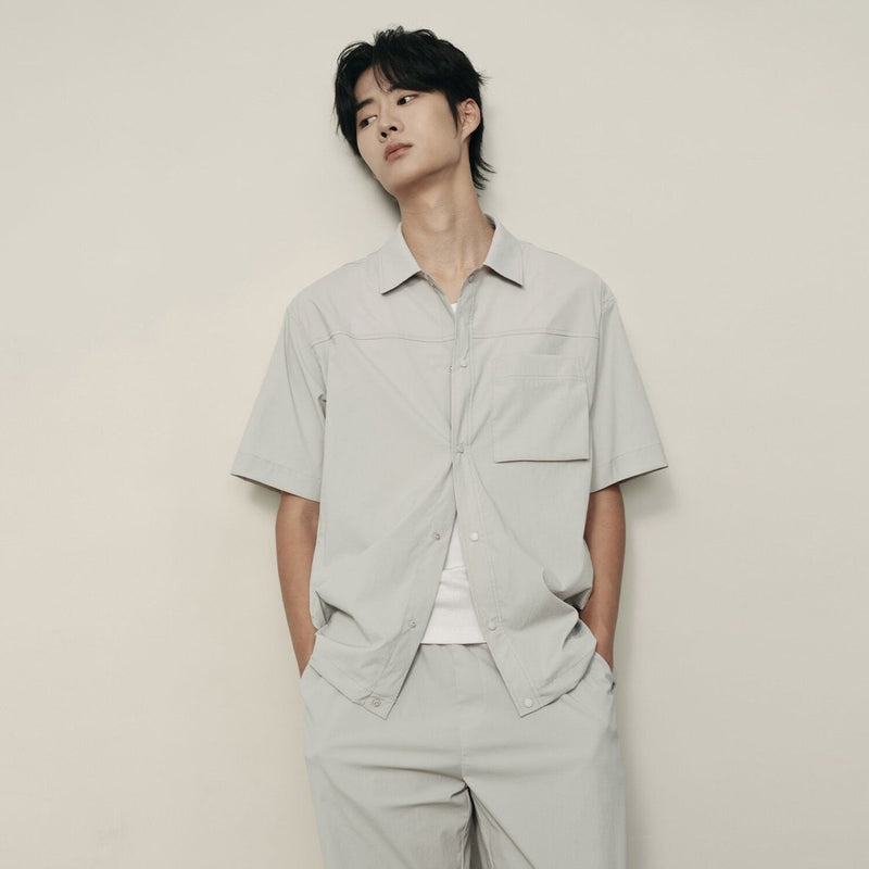 Men’S Nylon Stretch Short Sleeve Shirt – Lightweight & Water - Resistant | Korea Collection S - Shop Giordano