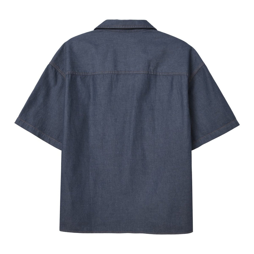 Men's Oversize Twill Shirt: Denim Look, Heavy Wash S - Shop Giordano