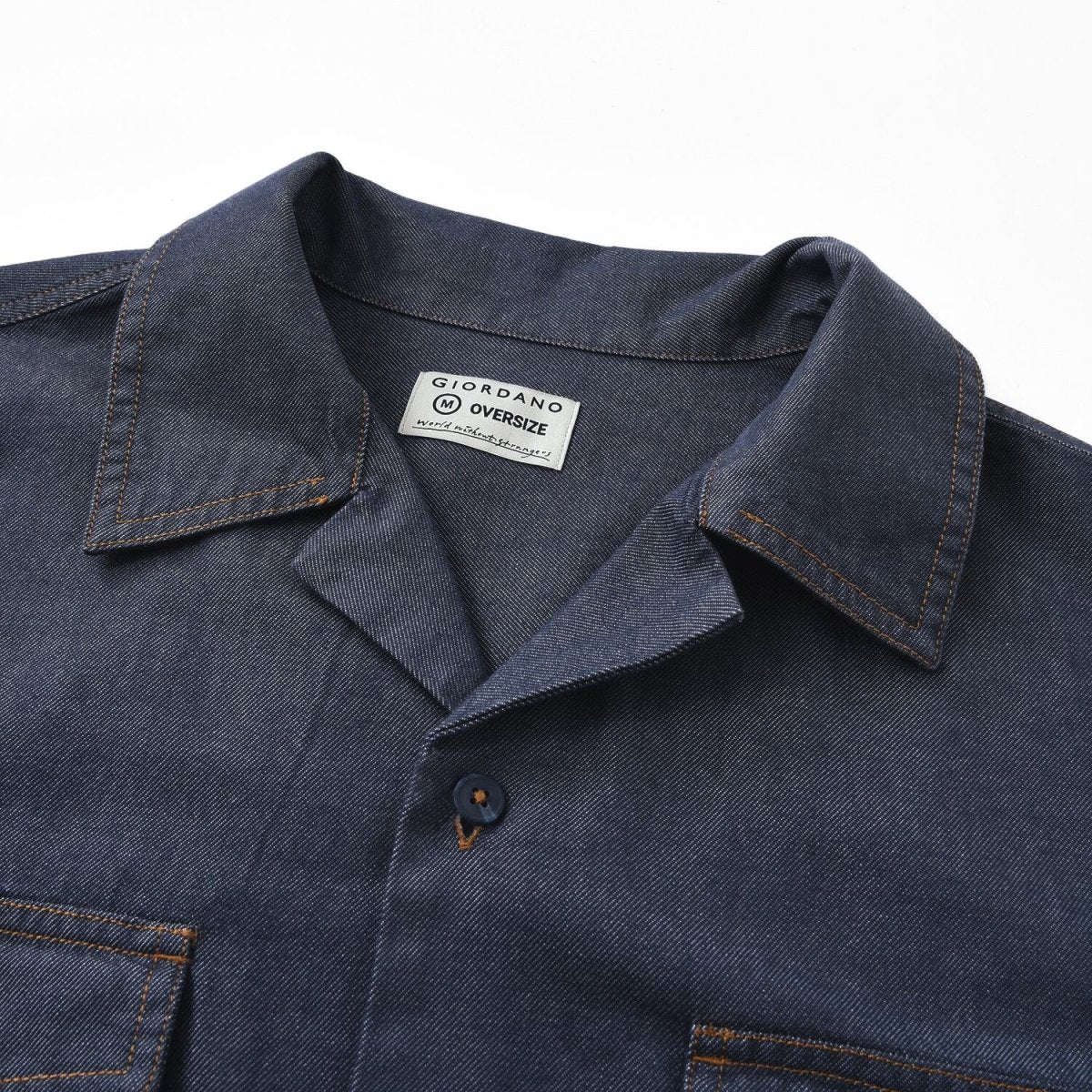 Men's Oversize Twill Shirt: Denim Look, Heavy Wash S - Shop Giordano