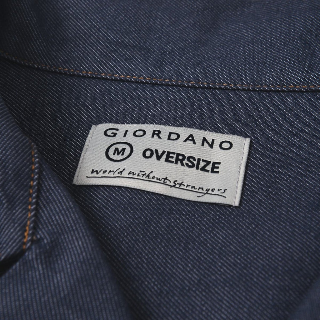 Men's Oversize Twill Shirt: Denim Look, Heavy Wash S - Shop Giordano