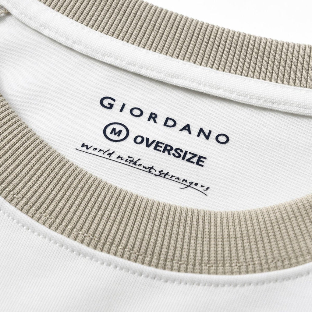 Men's Oversized Cotton Jersey Crew Neck Blocking Tee S - Shop Giordano