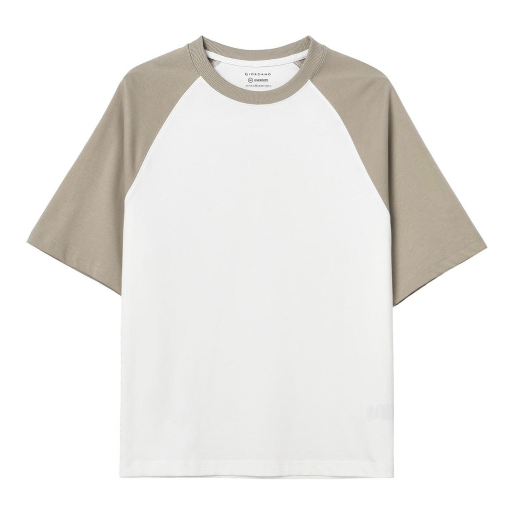 Men's Oversized Cotton Jersey Crew Neck Blocking Tee S - Shop Giordano