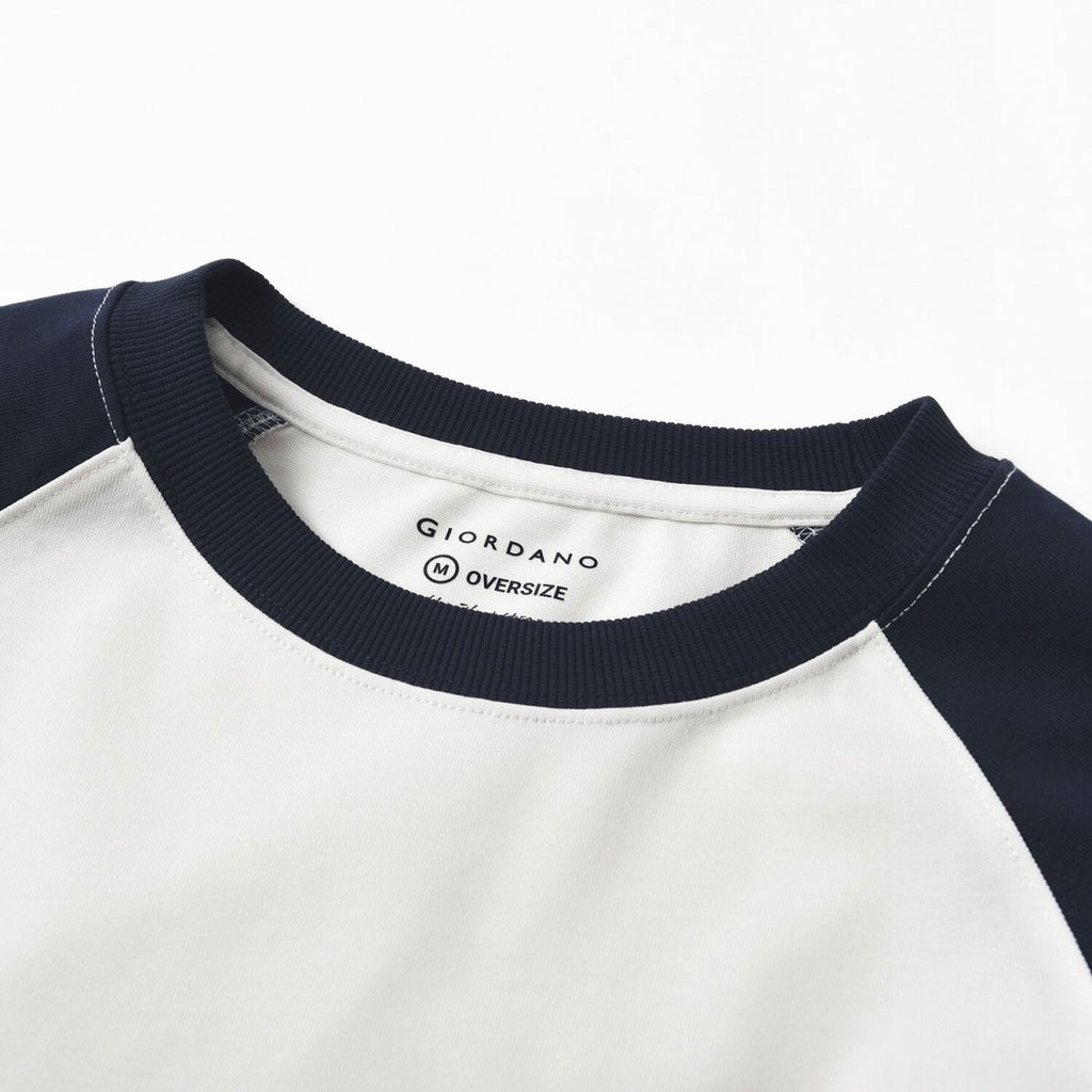 Giordano Men's Oversized Cotton Jersey Crew Neck Blocking Tee - Premium Tee