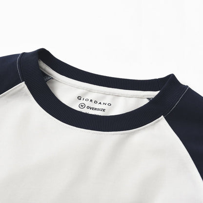 Men's Oversized Cotton Jersey Crew Neck Blocking Tee - Giordano