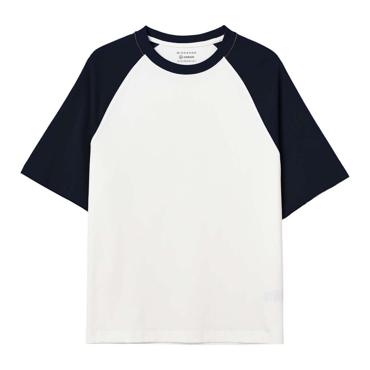 Men's Oversized Cotton Jersey Crew Neck Blocking Tee - Giordano
