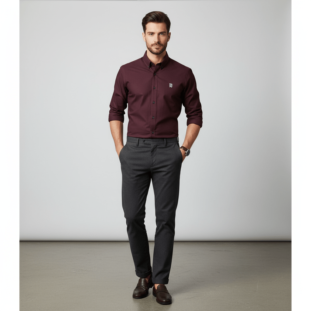 Men's Oxford Long Sleeve Shirt S - Shop Giordano