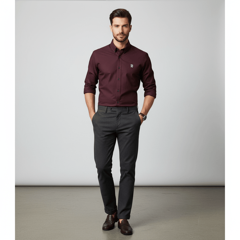 Men's Oxford Long Sleeve Shirt S - Shop Giordano