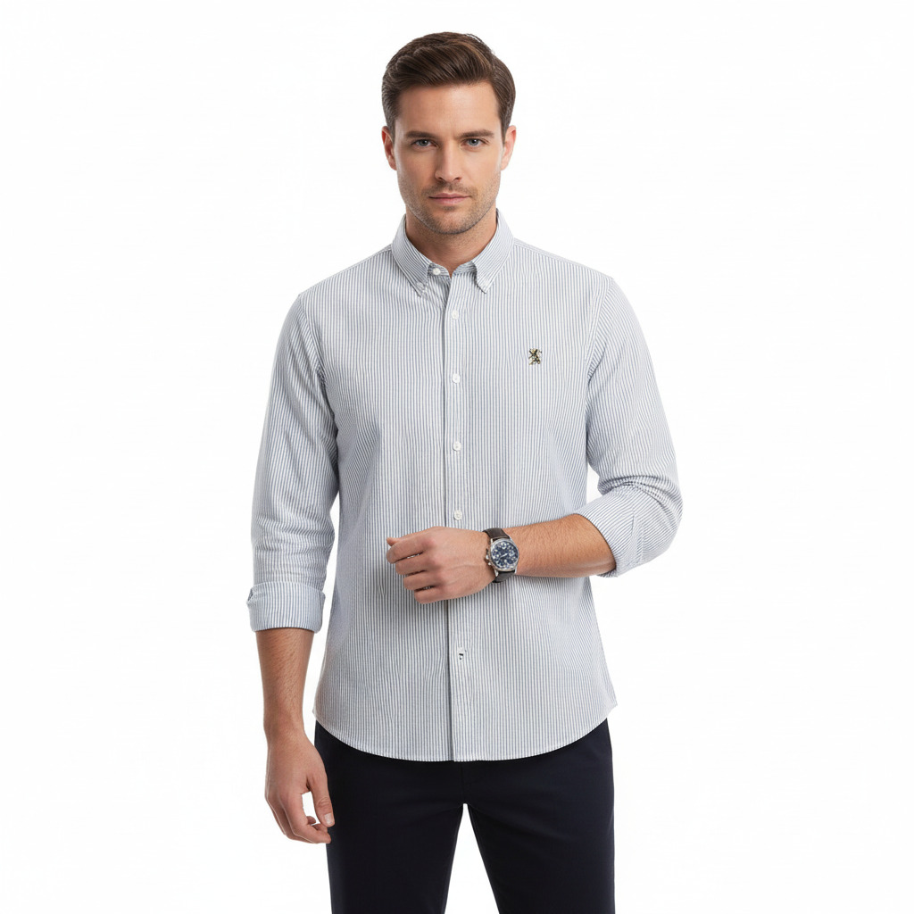 قميص أكسفورد رجالي بأكمام طويلة