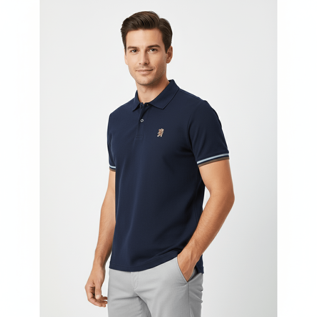 Giordano Men's Performance Polo: Classic Piqué, Tipped Collar, Embroidered Detail - first_variant_option_2 Premium Polo for Giordano