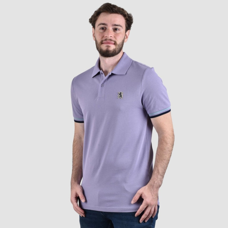 Men's Performance Slim Fit Lion Embroidery Solid Polo S - Shop Giordano