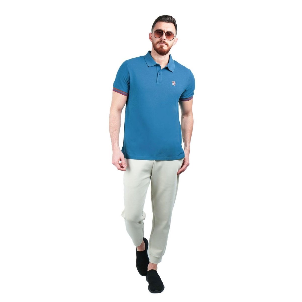 Men's Performance Slim Fit Lion Embroidery Solid Polo - Giordano
