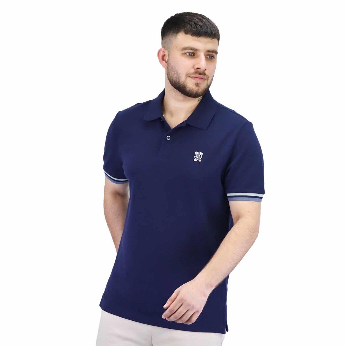 Men's Performance Slim Fit Lion Embroidery Solid Polo - Giordano