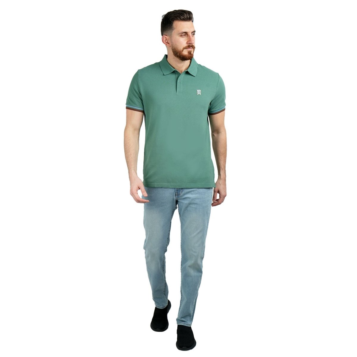 Men's Performance Slim Fit Lion Embroidery Solid Polo - Giordano