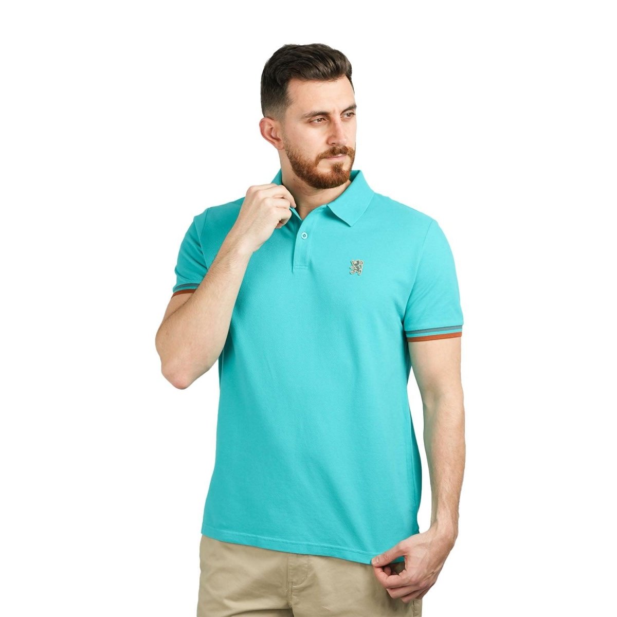 Men's Performance Slim Fit Lion Embroidery Solid Polo - Giordano