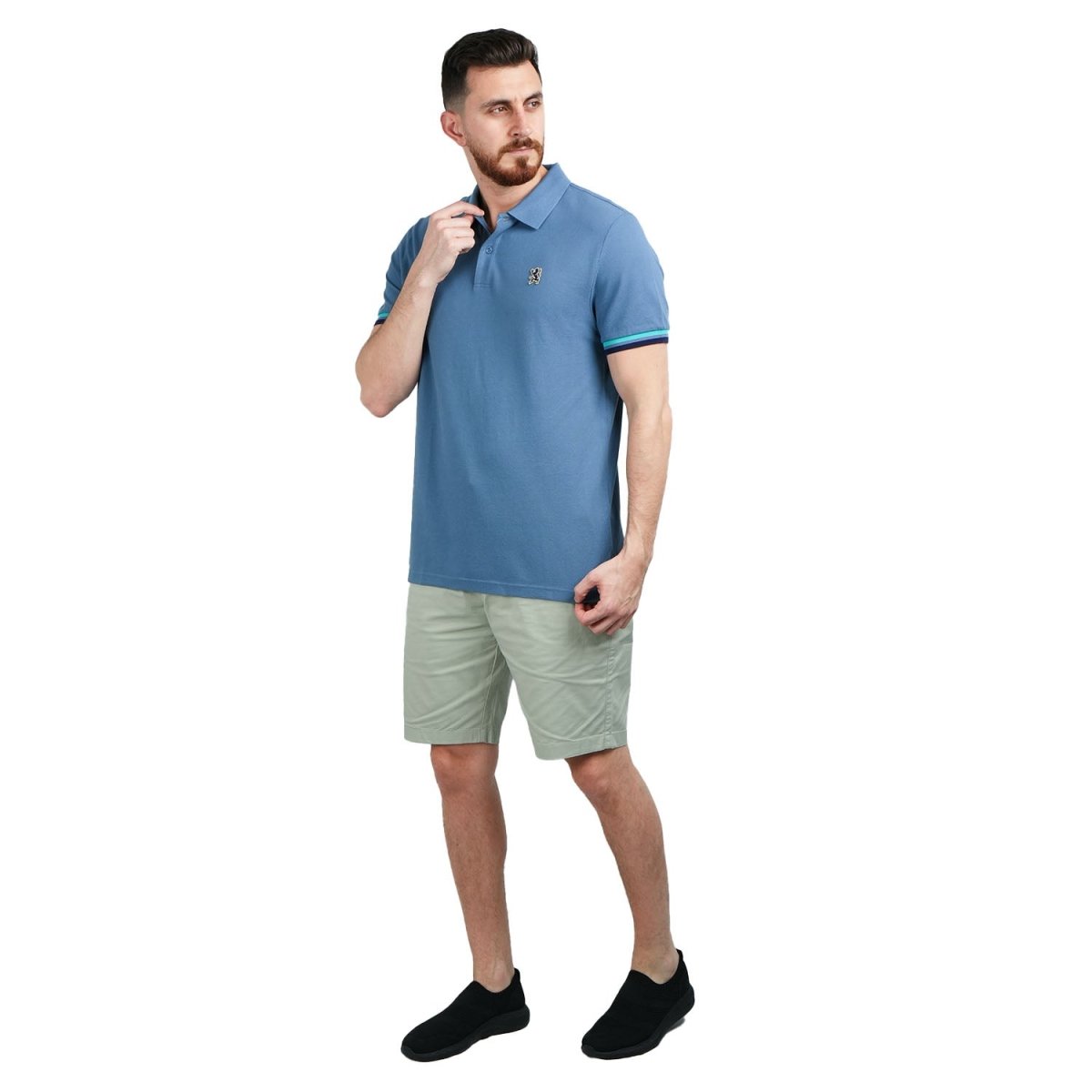 Men's Performance Slim Fit Lion Embroidery Solid Polo - Giordano