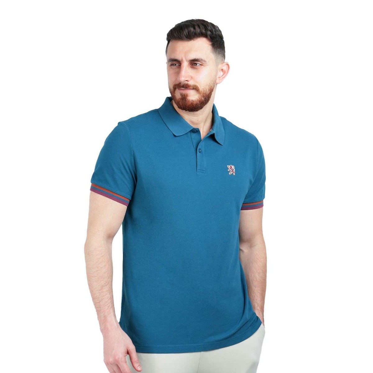 Men's Performance Slim Fit Lion Embroidery Solid Polo - Giordano