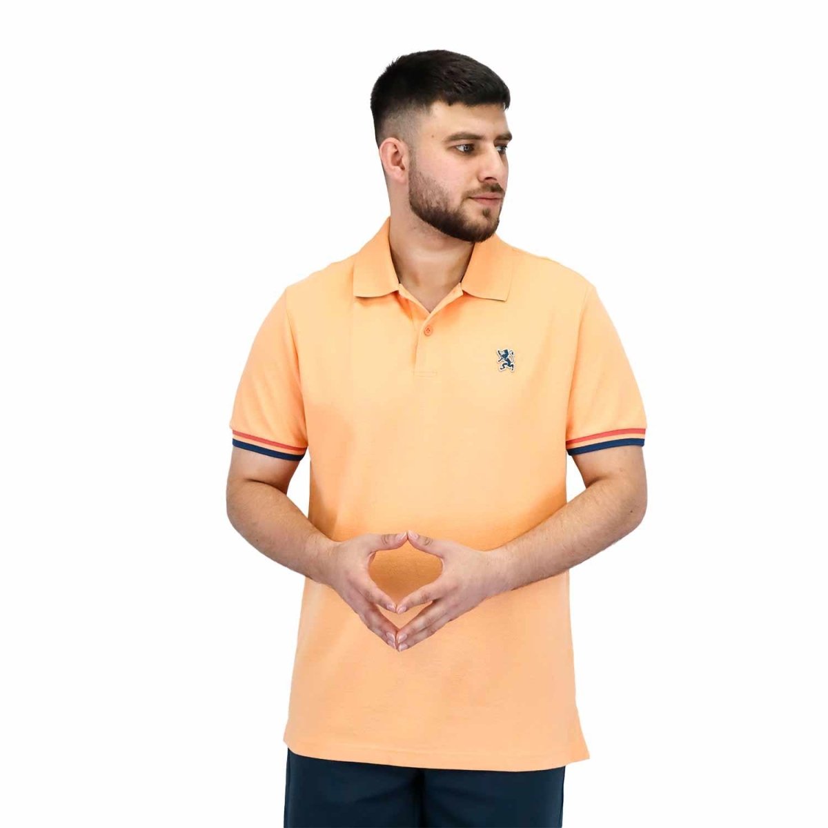 Men's Performance Slim Fit Lion Embroidery Solid Polo - Giordano
