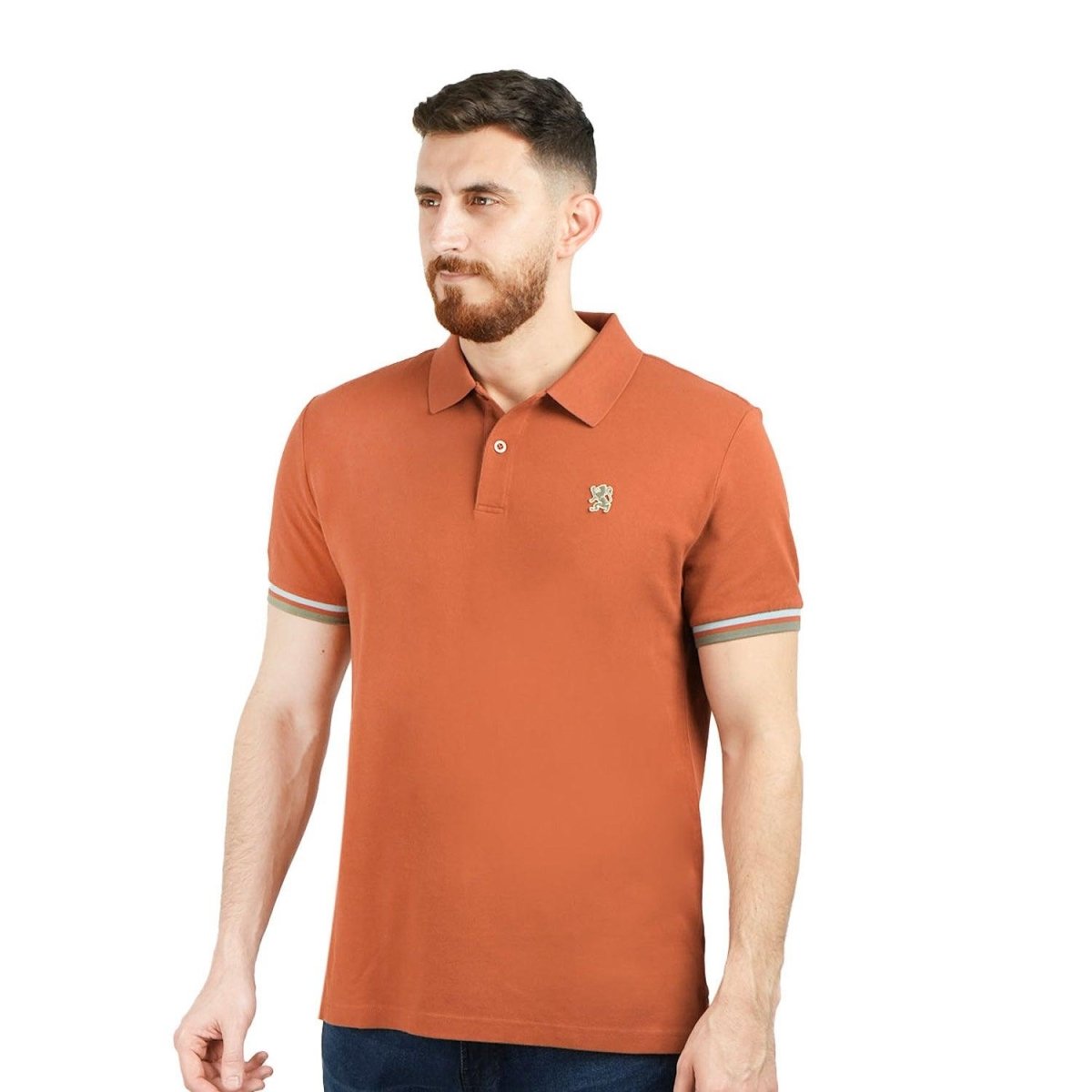 Men's Performance Slim Fit Lion Embroidery Solid Polo - Giordano