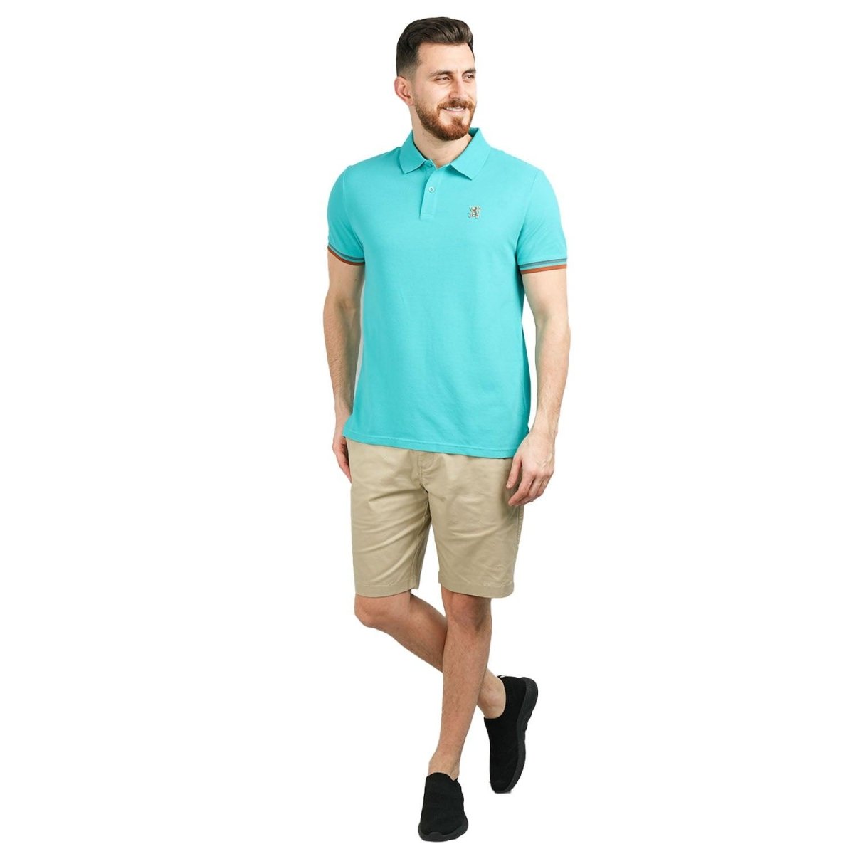 Men's Performance Slim Fit Lion Embroidery Solid Polo - Giordano