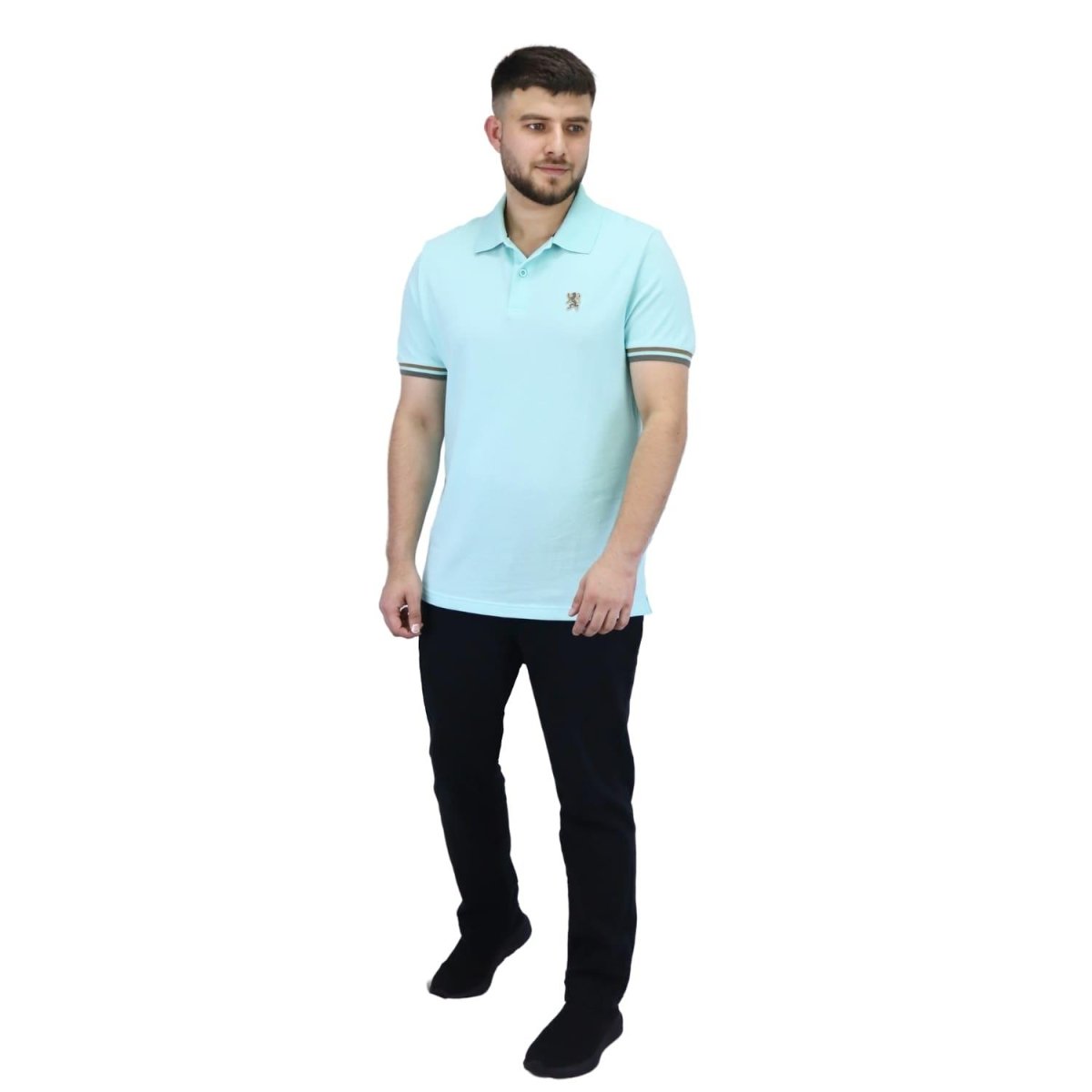 Men's Performance Slim Fit Lion Embroidery Solid Polo S - Shop Giordano