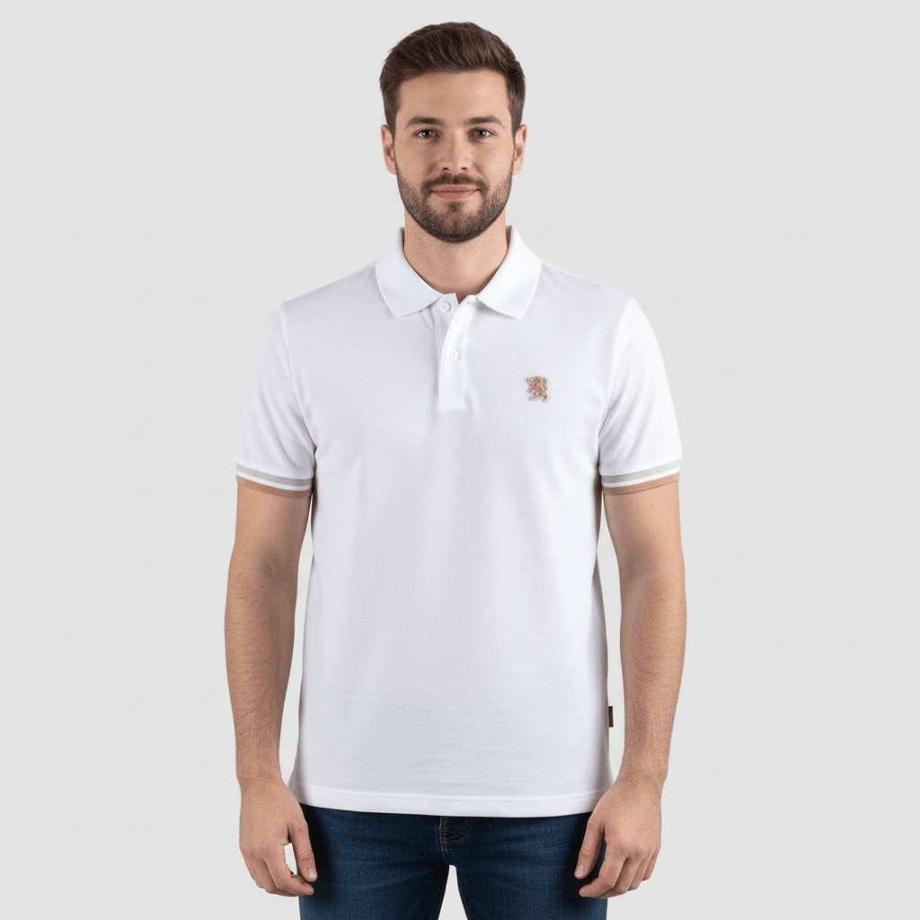 Men's Performance Slim Fit Lion Embroidery Solid Polo S - Shop Giordano