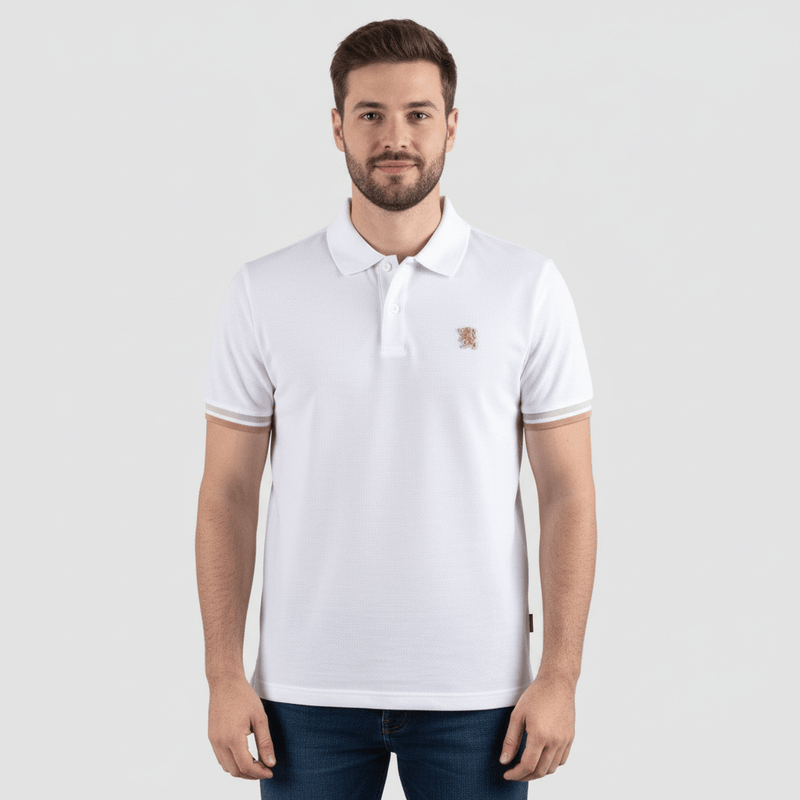 Men's Performance Slim Fit Lion Embroidery Solid Polo S - Shop Giordano