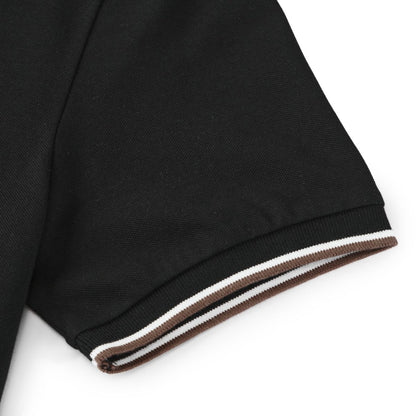 Men's Pique Flat Knit Collar Short Sleeve Eagle Embroidery Solid Color Polo - Giordano